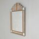 Art Deco style peach & clear bevelled mirror with brass frame, 1980s