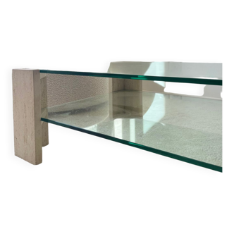 Glass and travertine table