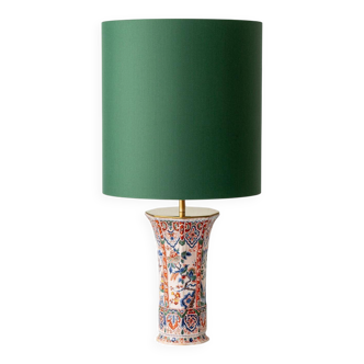 Chinese-style table lamp, French earthenware ceramic in Delft style, 1900s.