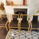 Vintage wooden chair with skai leather seat, 1990