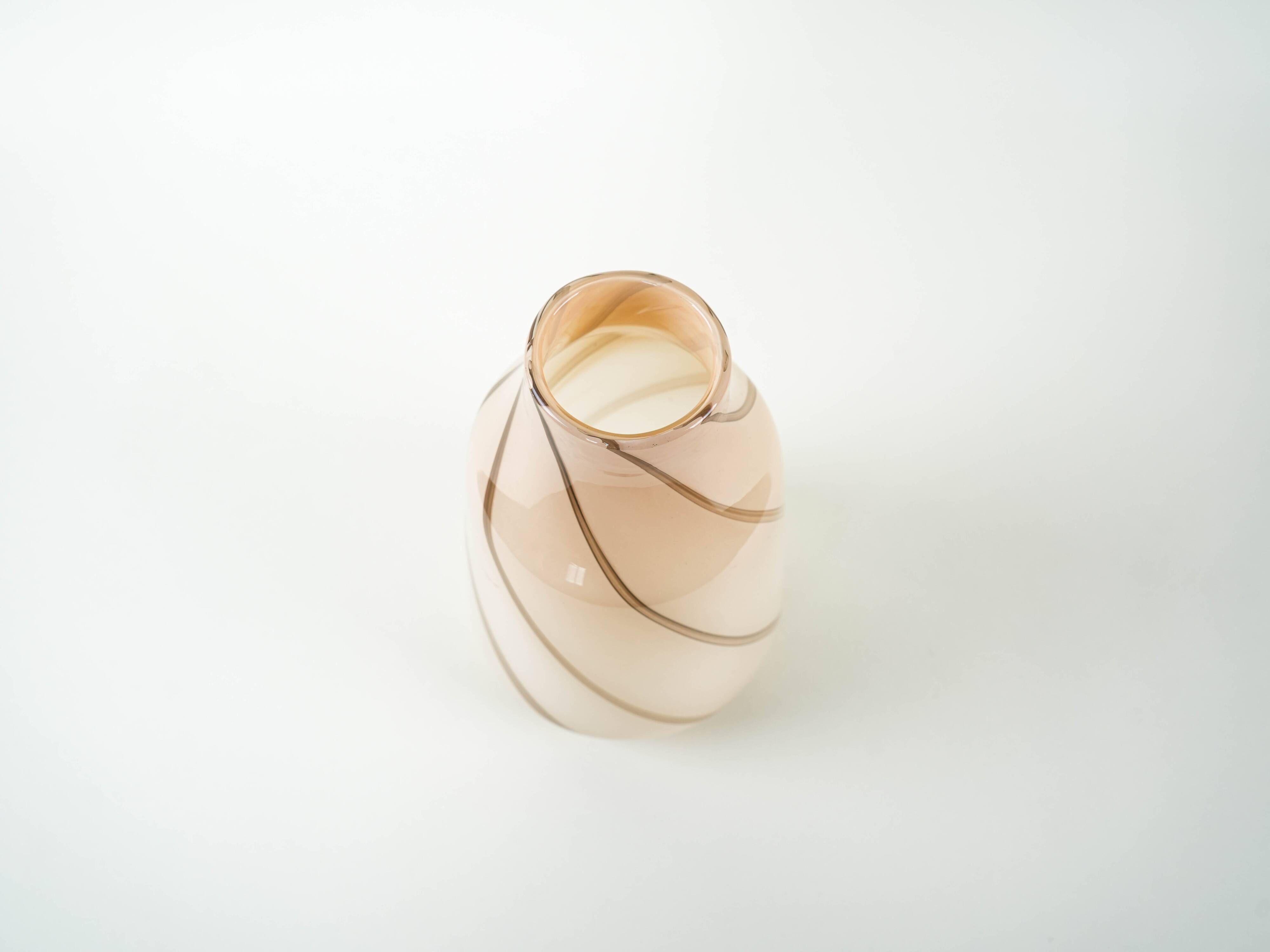Beige glass vase, Danish design, 1970s, made in Denmark