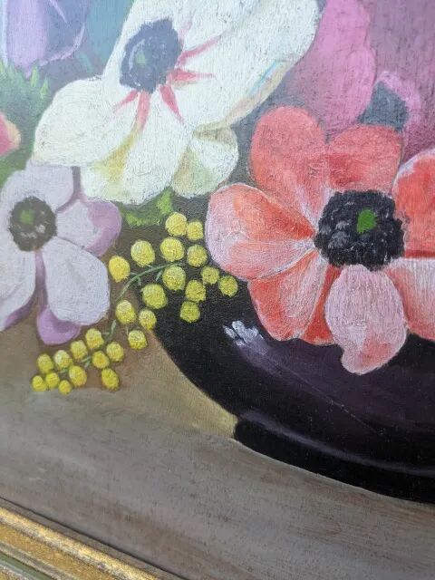 Huile sur bois, bouquet