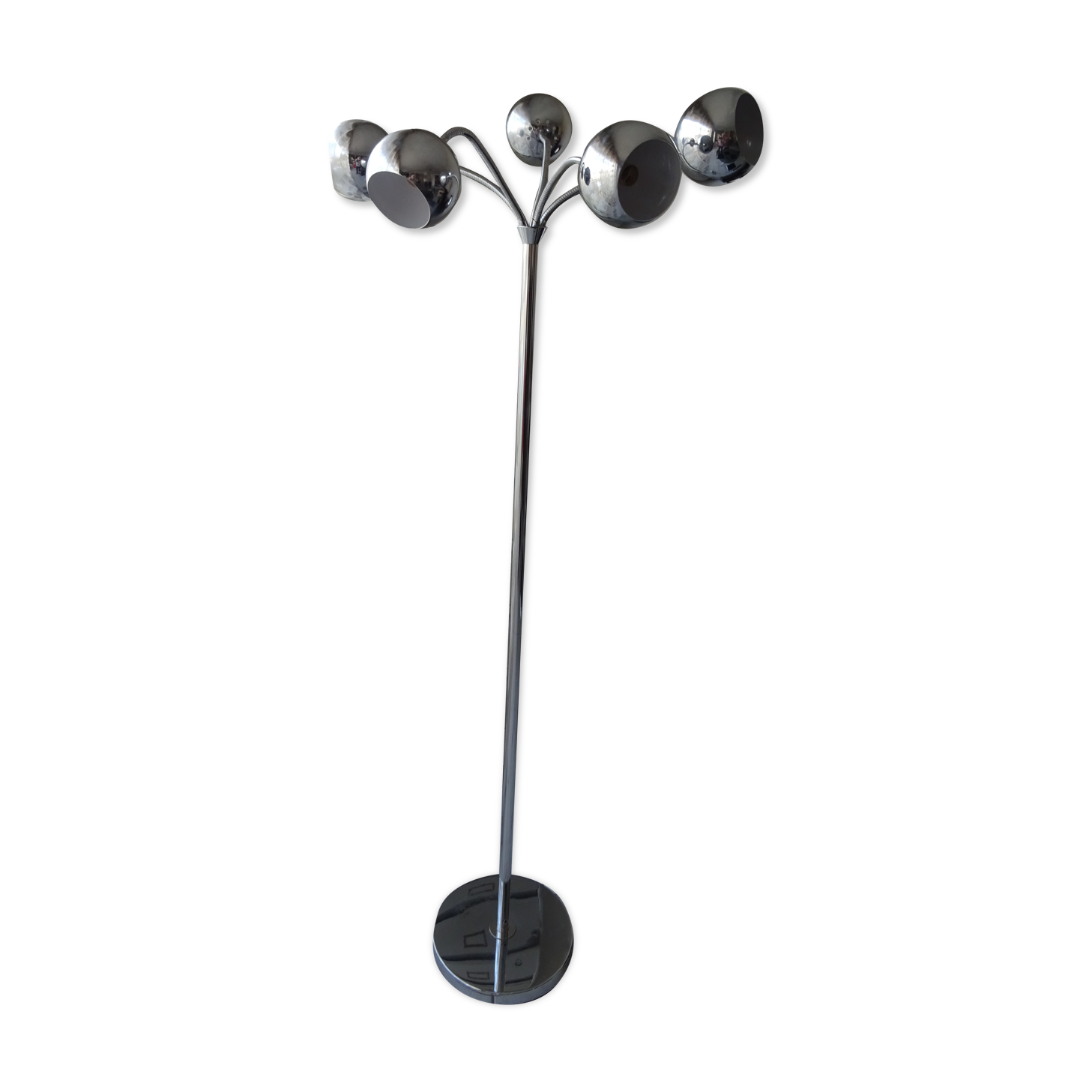Lampadaire 5 boules orientables métal chromé vintage