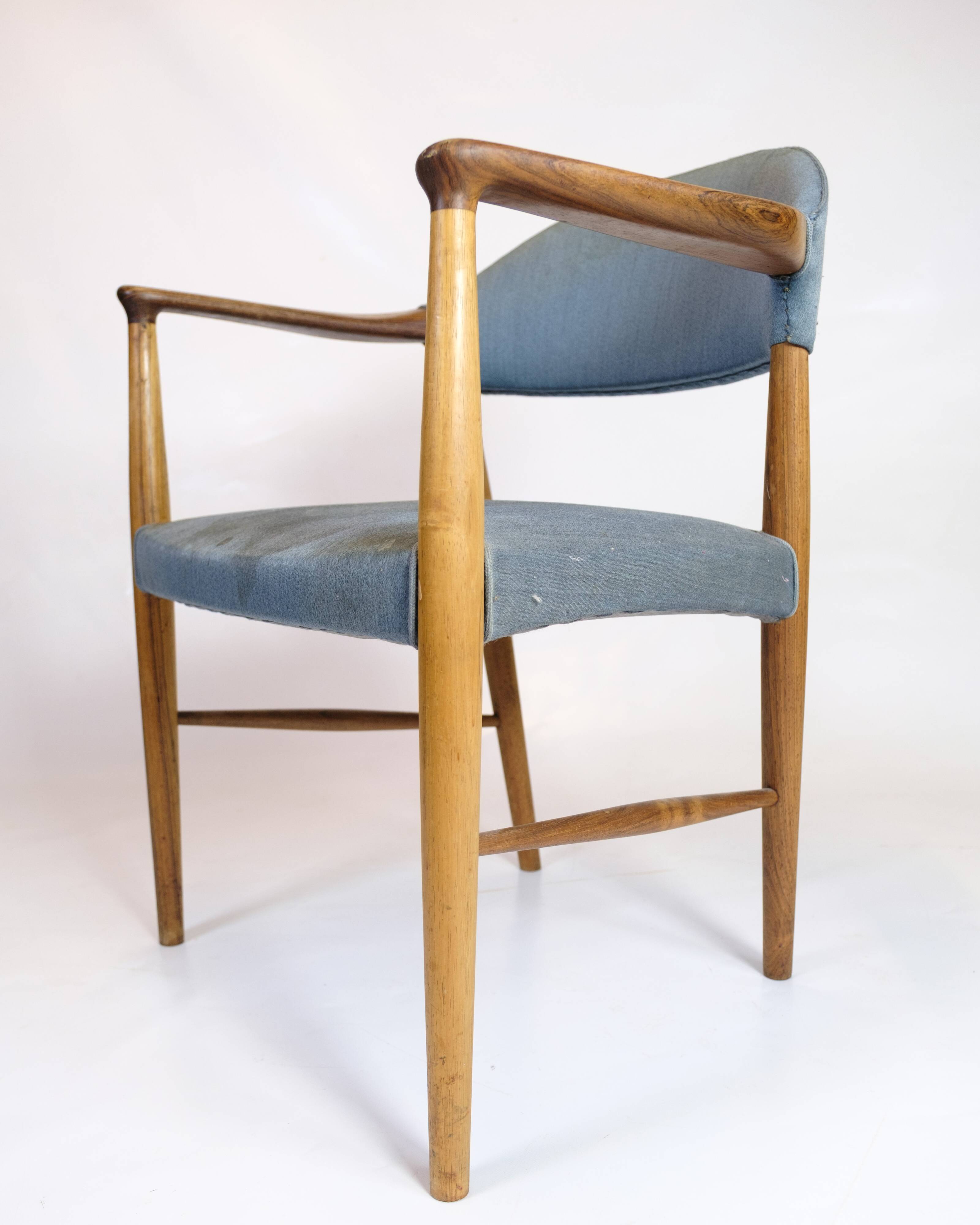 Armchair - Teak - Blue fabric seat - Kurt Olsen - Danish design - 1960s