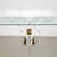 Console table by Charles Hollis Jones in lucite, brass, and glass, 1970.