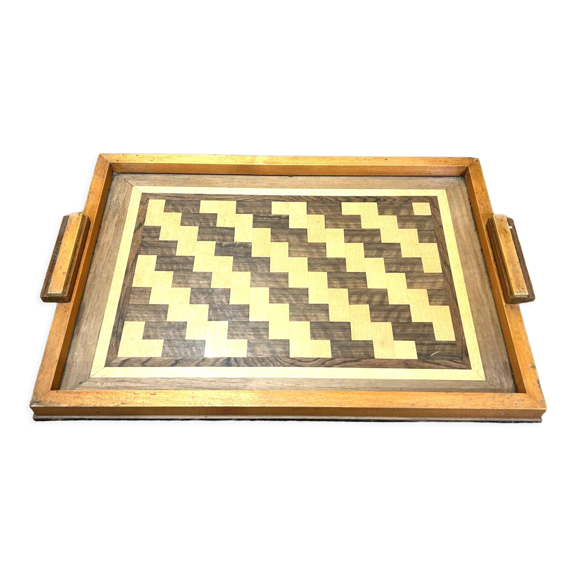 Wooden tray art deco marquetry