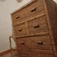 High wood and rattan chest of drawers