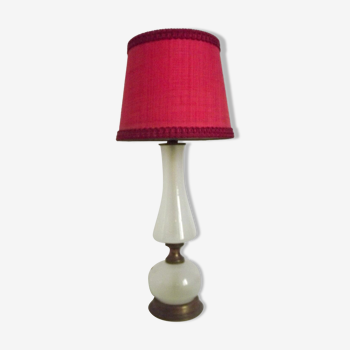 Lampe de table tissu rouge abat-jour