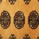 Tapis de couloir turkmène vintage à médaillon jaune, fait main, style géométrique oriental
