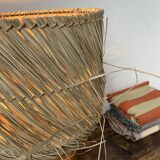 50s wood and straw lamp