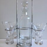 Service à liqueur digestif alcool portatif design verre & métal chromé inox