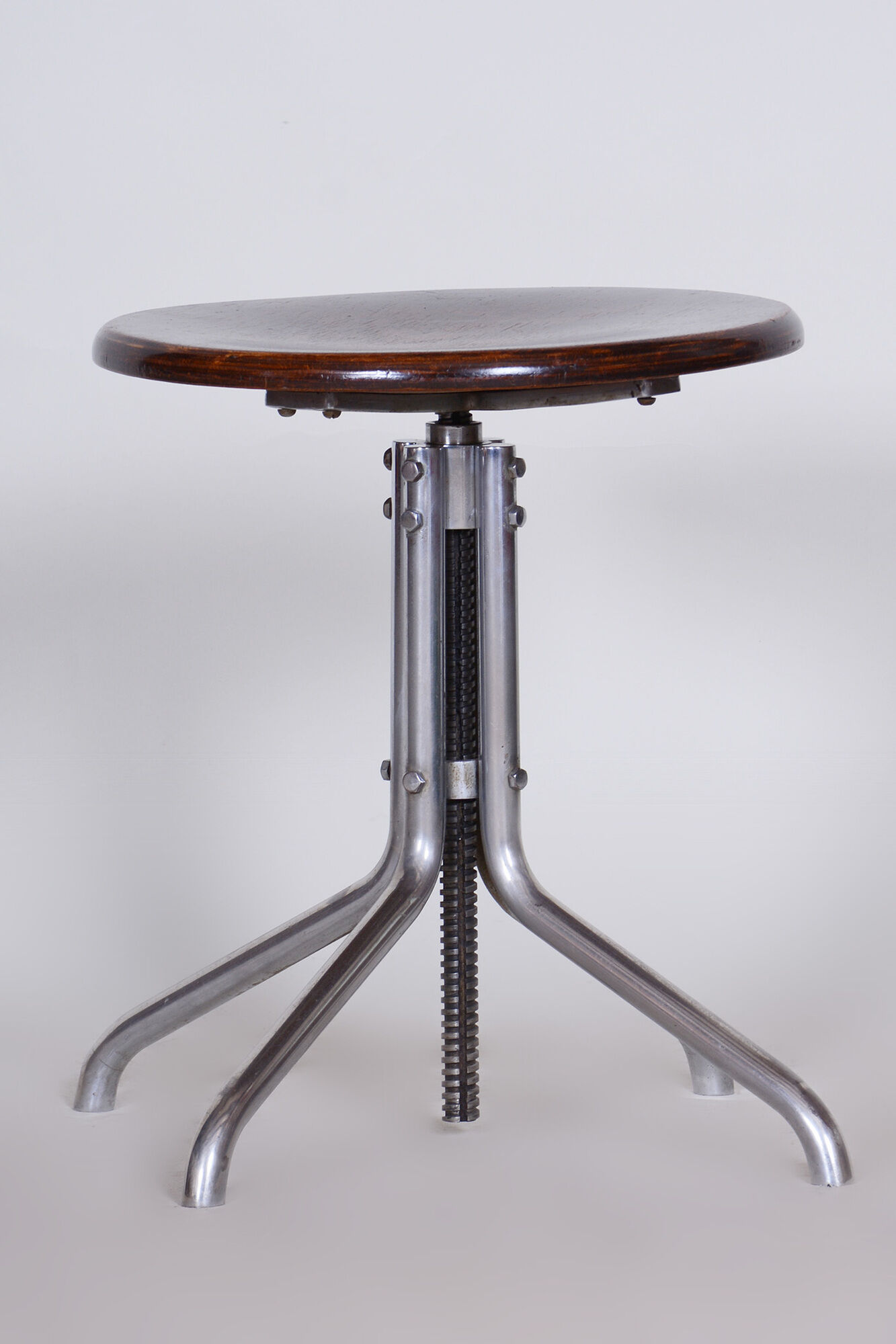 Restored Beech Swivel Piano Stool by Mücke - Melder, Czechia, 1930s