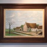 Tableau ancien, paysage de ferme signé Louis Dubois et daté 83