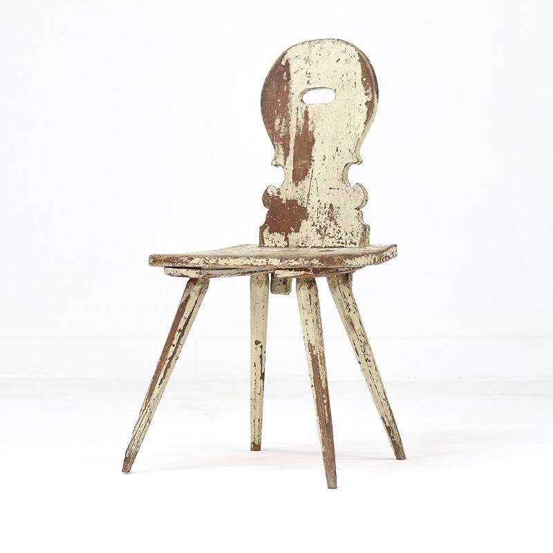 Rustic Painted Primitive Farmhouse Wabi Sabi Folk Art Mountain Chair