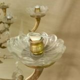 Large curved chandelier floor lamp in bronze and crystal, 19th century