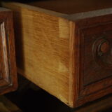 Neo-Renaissance oak cash desk and step
