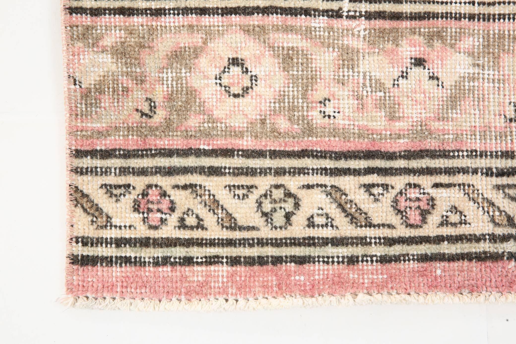 3x12 Pink Dark Blue Oriental Vintage Runner Rug
