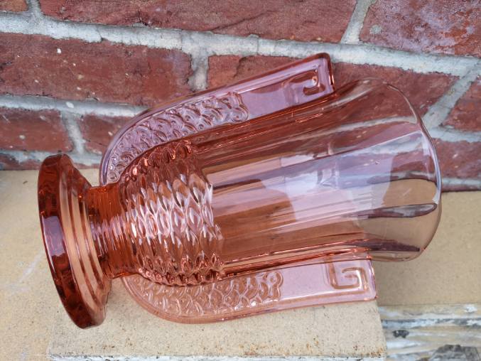 vase val saint lambert molded glass pink pedayer storied art deco