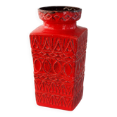 Grand vase de sol en céramique BAY 45 cm rouge vintage Allemagne de l'Ouest Bodo Mans