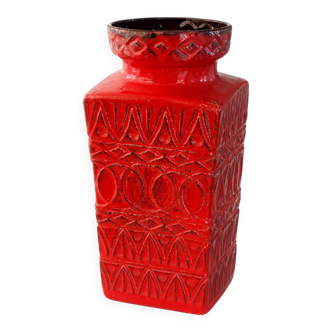 Large BAY Keramik Floor Vase 45 cm Red Vintage West Germany Bodo Mans