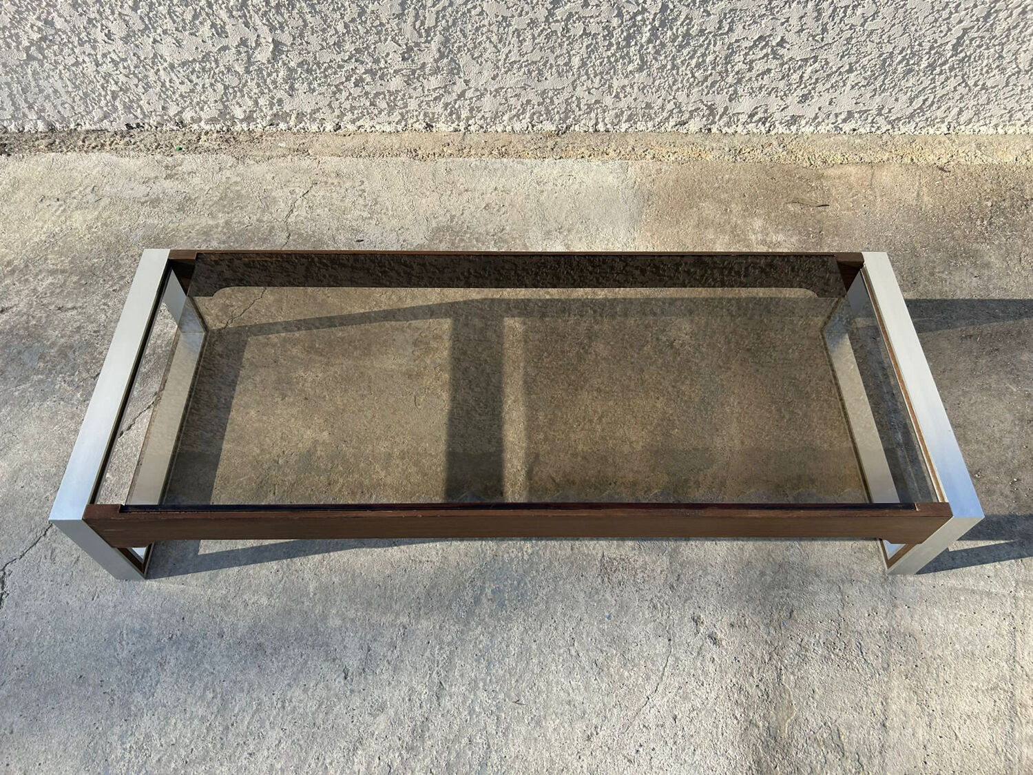 Rosewood coffee table with glass top