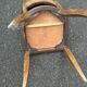 6 Art Deco gondola chairs in solid oak with burgundy leatherette, 1940.