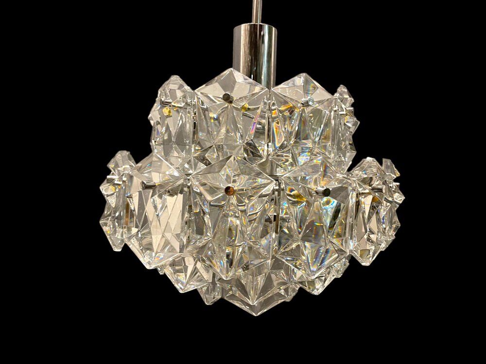 Cut crystal light pendant by kinkeldey, 1970s