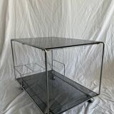 Smoked glass & steel rolling trolley