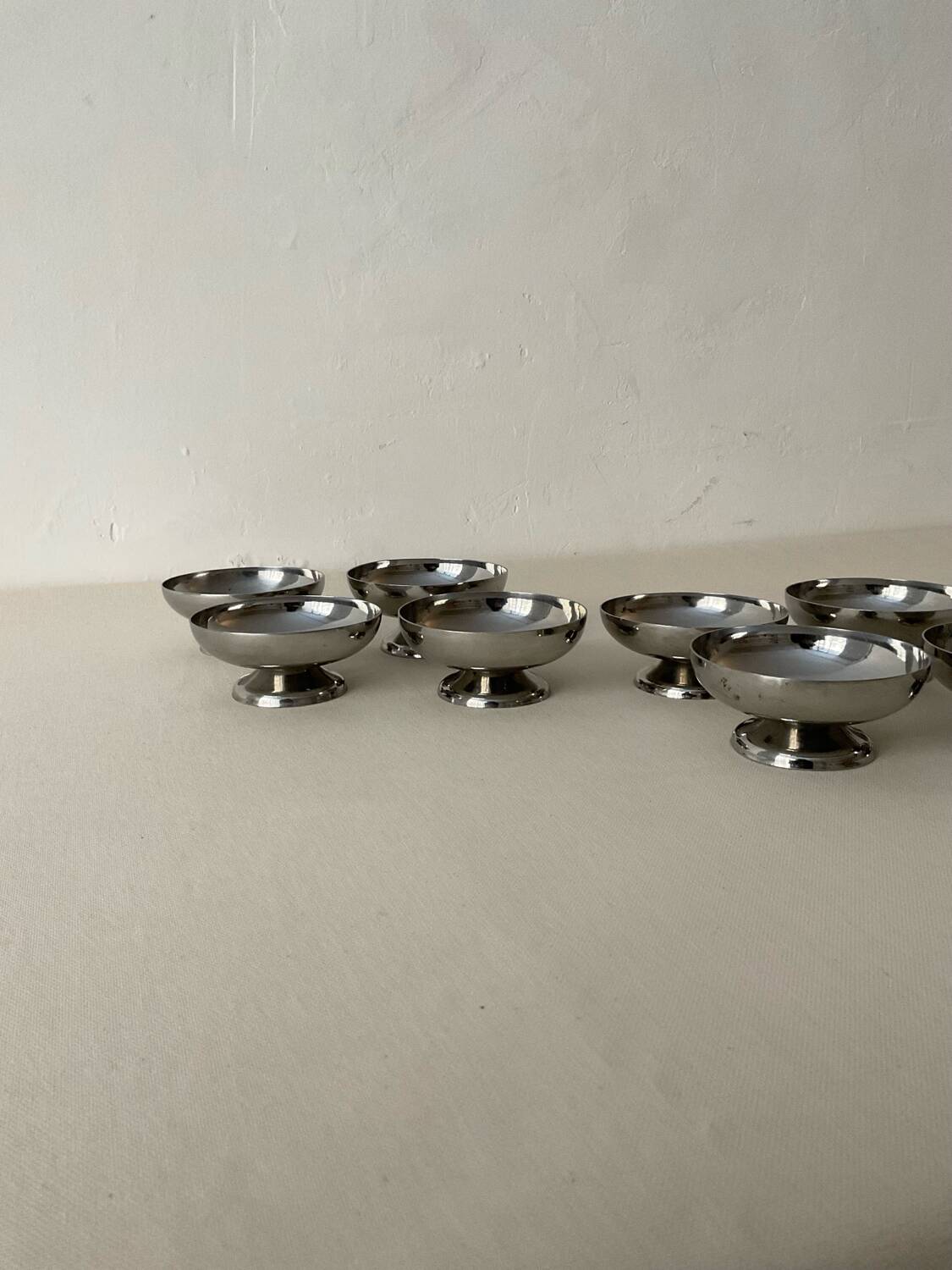 Set of 8 vintage stainless steel bowls – Dessert bowls / gl