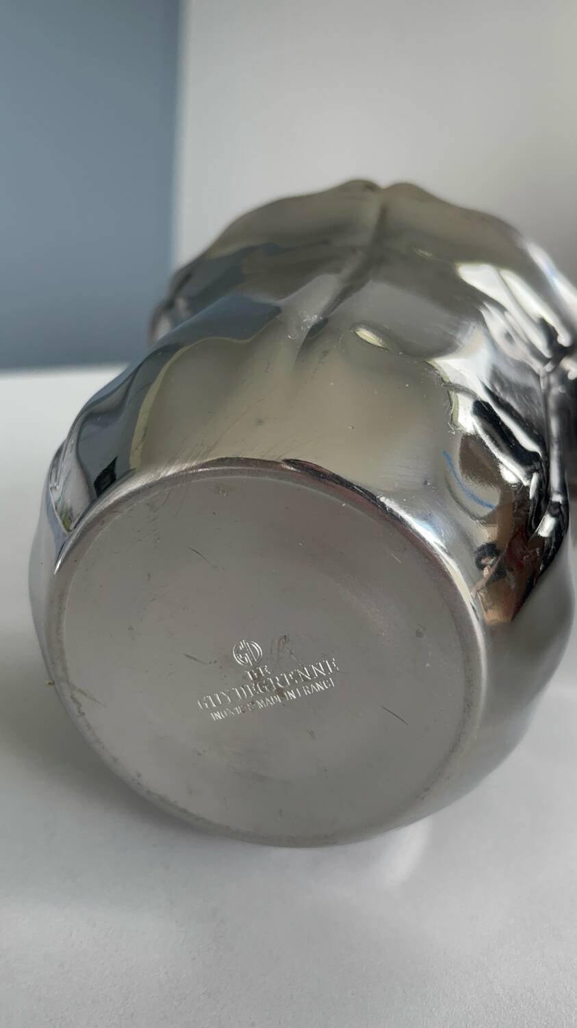 Vintage Guy Degrenne stainless steel ice bucket – tulip-shaped ice tray – ba