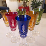 Champagne flutes in colored Nancy crystal