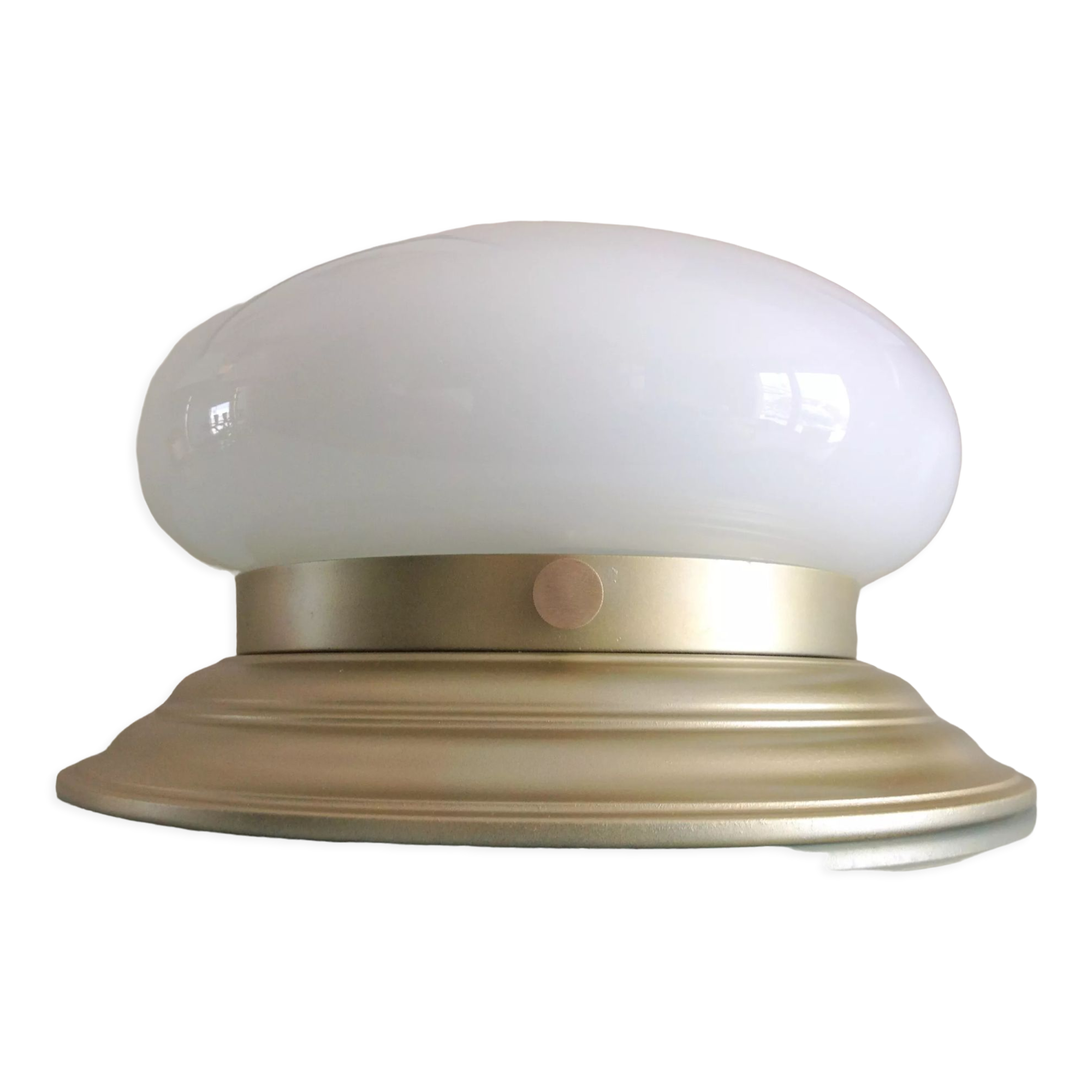 Ceiling lamp globe in white opaline and gold metal art deco style