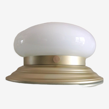 Ceiling lamp globe in white opaline and gold metal art deco style