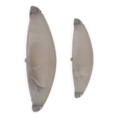 Pair of vintage wall lights in chrome and opaline, France 1990