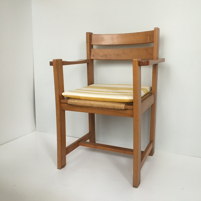 Elm and straw armchair Roland Haeusler for Maison Regain