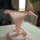 Large satin glass cornucopia vase "pâte de verre" frosted pink - Art style