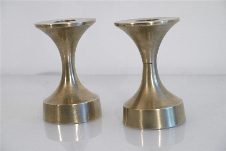 Pair of Danish brass candle holders 1970