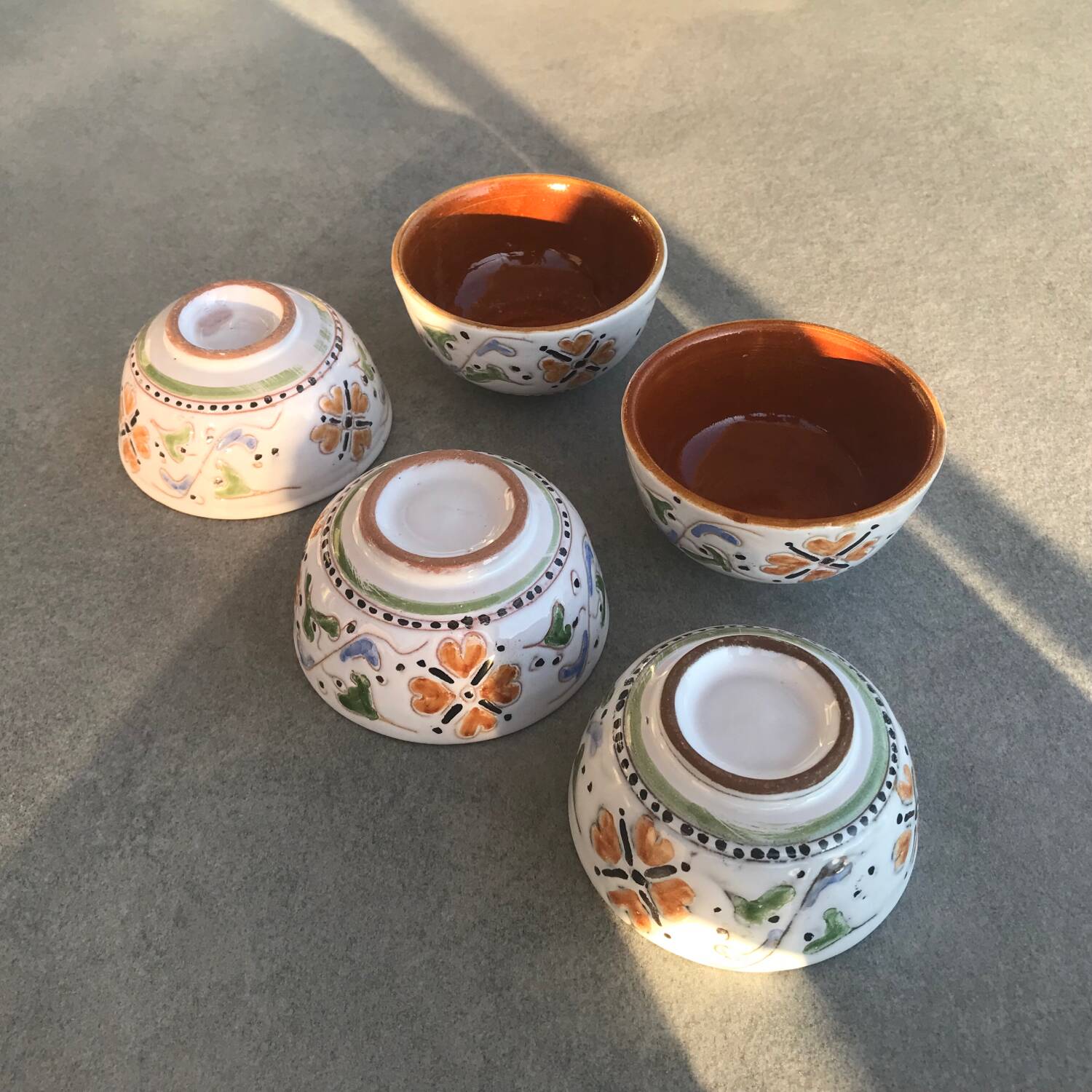 5 small vintage ramekins - glazed ceramic