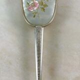 Toiletry set - metal and silk brush and hand mirror England from the 50s