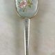 Toiletry set - metal and silk brush and hand mirror England from the 50s