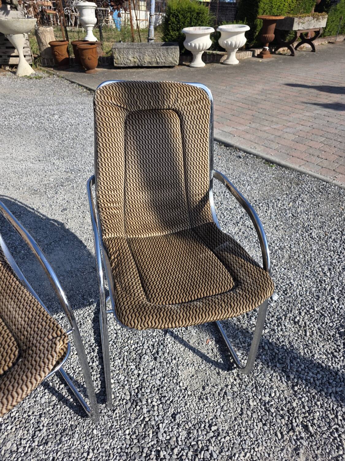 4 chaises Cidue en métal chromé, années 70