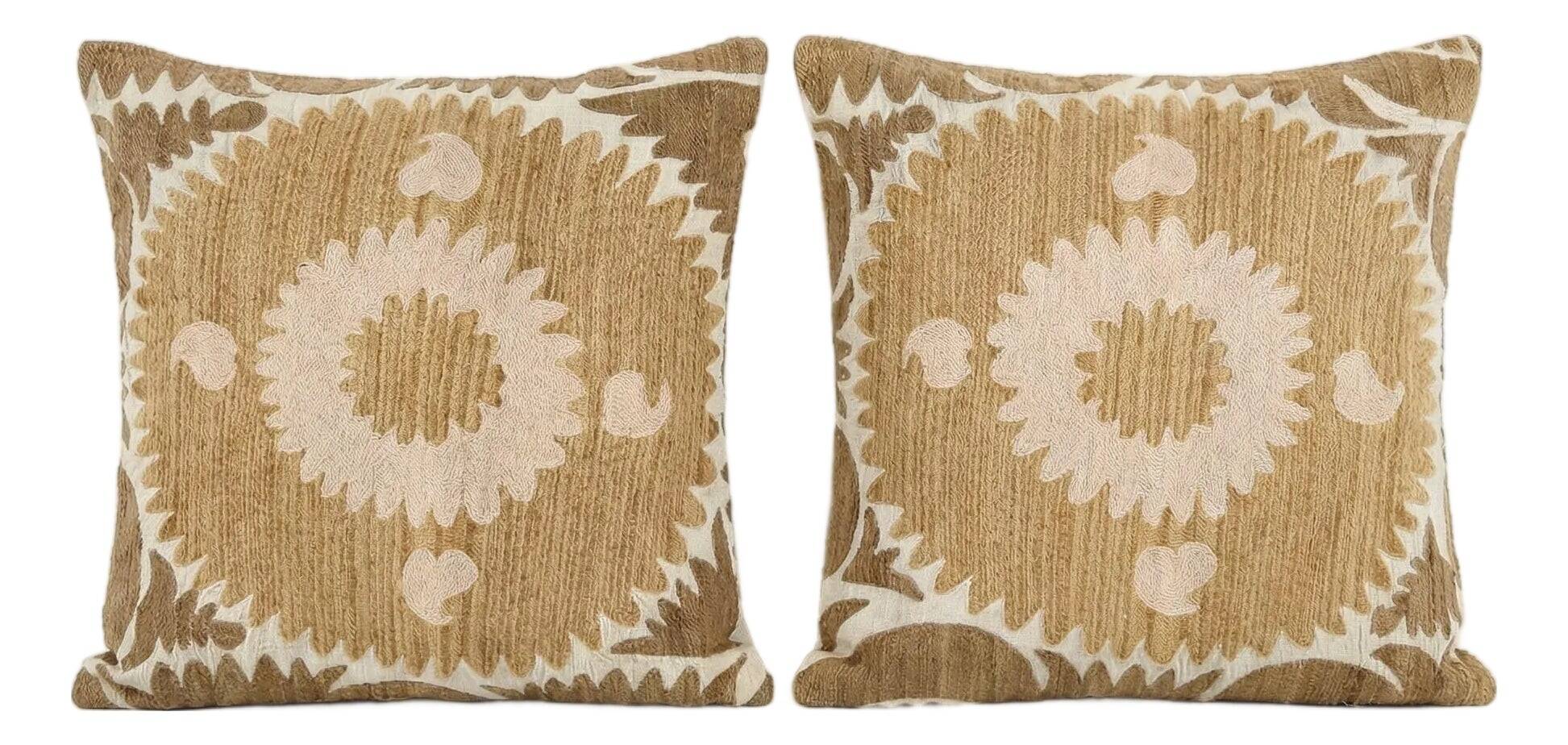 Set of 2 vintage embroidered cushion covers 61x64 cm