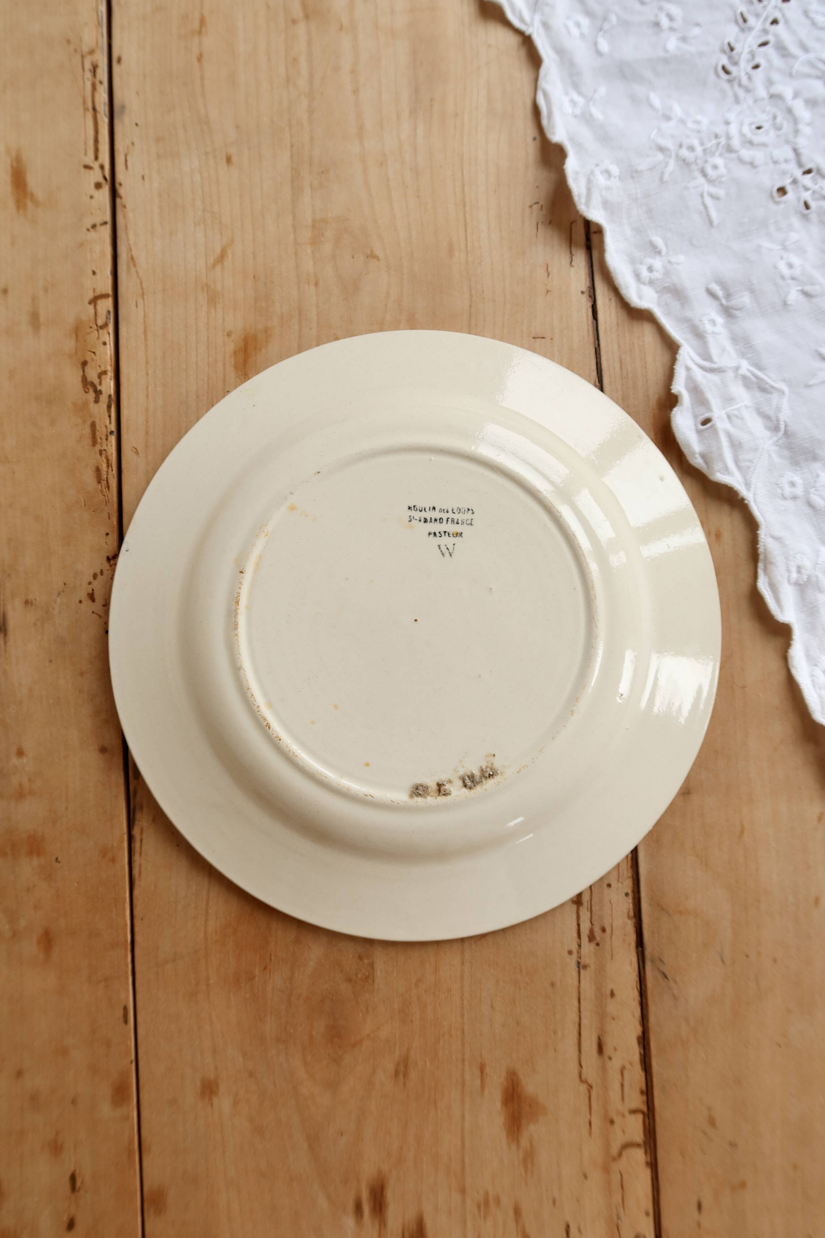 Vintage plate from Moulin des Loups Saint-Amand, Pasteur model.