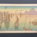 Lithograph by Henri Rivière The Sunset