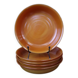 Set of 5 orange deep plates Arcopal France from the 1970s.