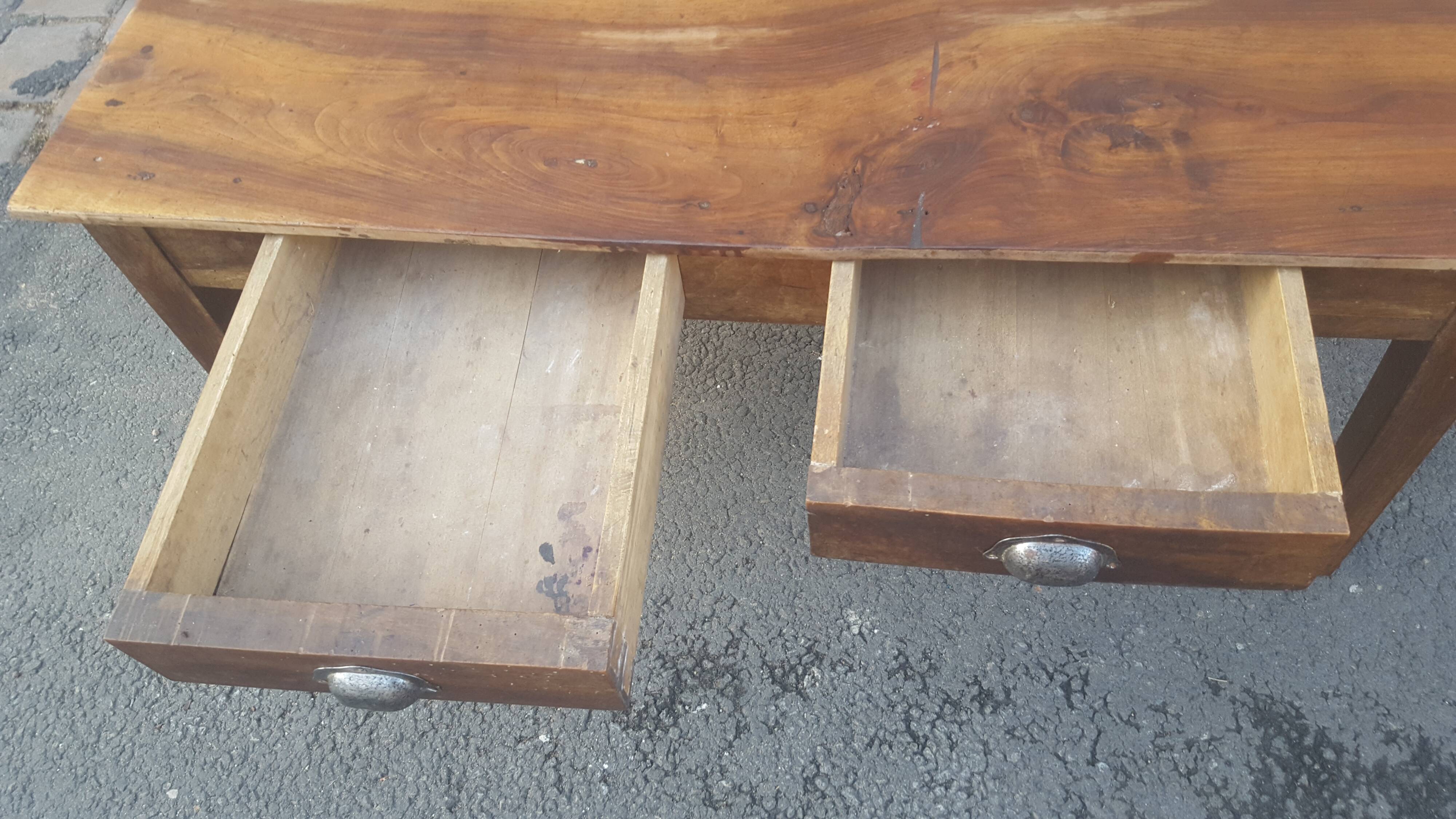 Farm table coffee table with drawers