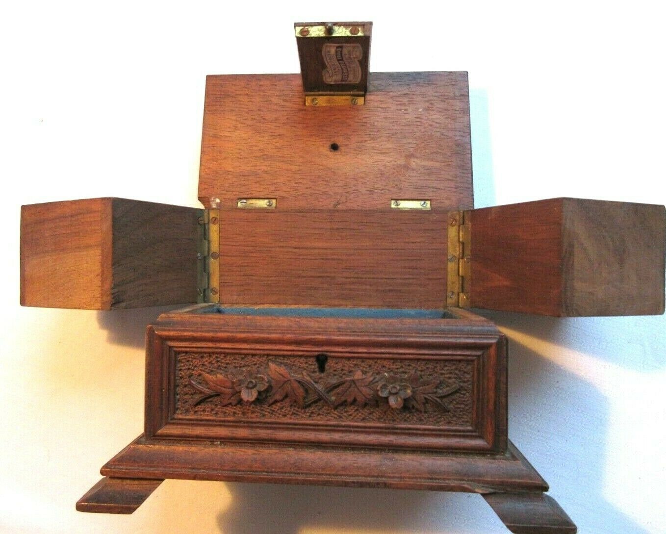Jewelry box Sculpture Wood Black Forest, 3 compartments, Cabinet Napoléon III