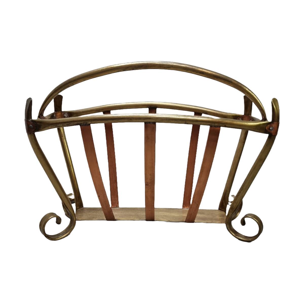 French Brass And Copper Design Magazine Holder, form around 1900