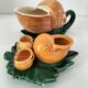 Pair of snail-shaped bowls and their leaf-shaped saucers – 1950s-1960s