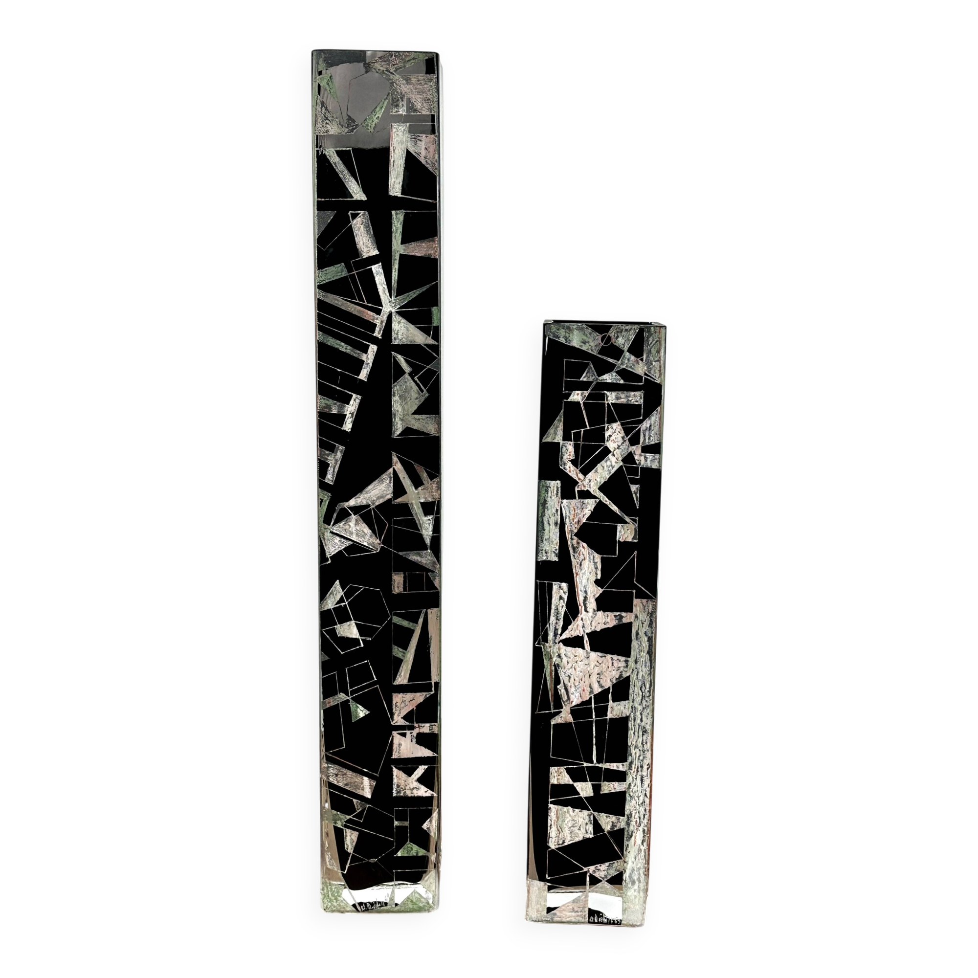 Pair of Cubist Vases by Anatole Riecke 1969